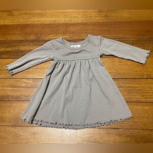 Peek Long Sleeve Beige Cotton Ruffle-Hem Dress Size 3-6 Months